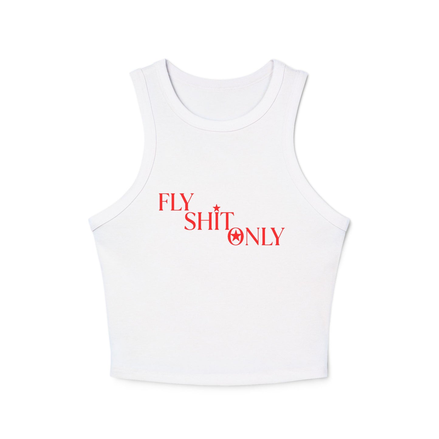 Chic Women's Ribbed Racer Tank with 'FLY SHIT ONLY' Design, Summer Top, Casual Wear, Trendy Tank, Gift for Her, Streetwear Style
