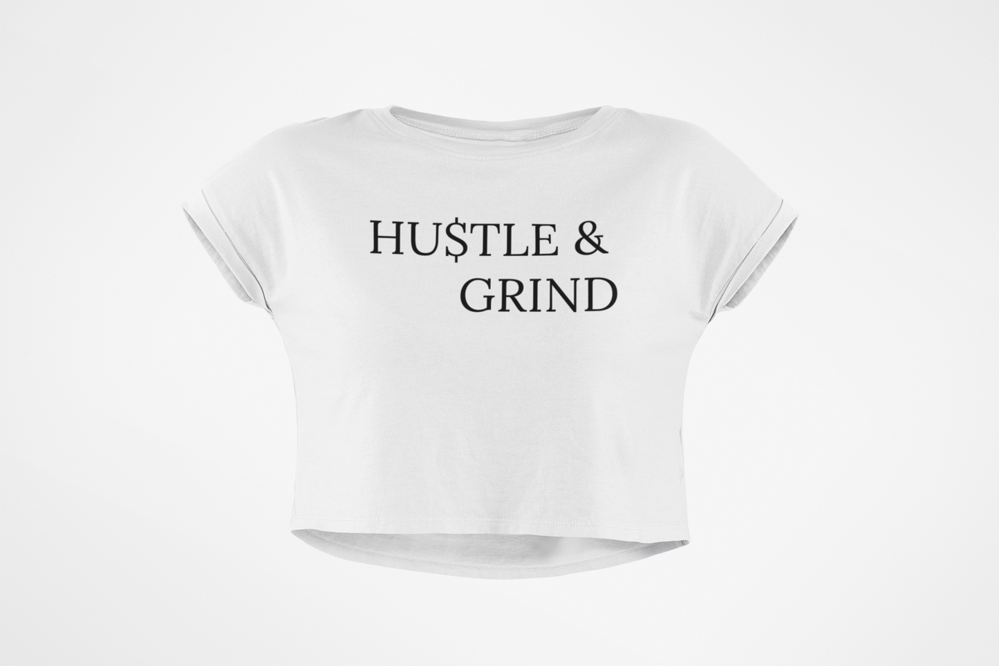 Hustle & Grind Women's Crop Tee, Motivational Crop Top, Casual Summer Shirt, Trendy Workout Apparel, Gift for Her, Stylish Fitness Tee