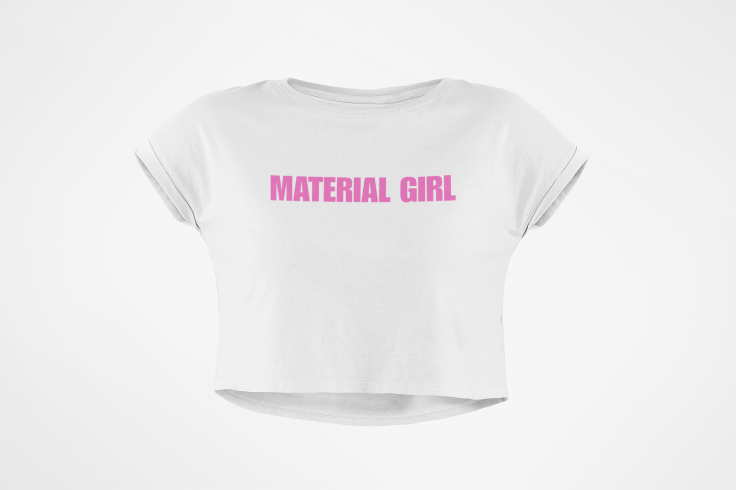 Trendsetting Women’s Crop Tee - Material Girl Graphic Top, Casual Chic Wear, Fashion Statement, Birthday Gift, Everyday Outfit