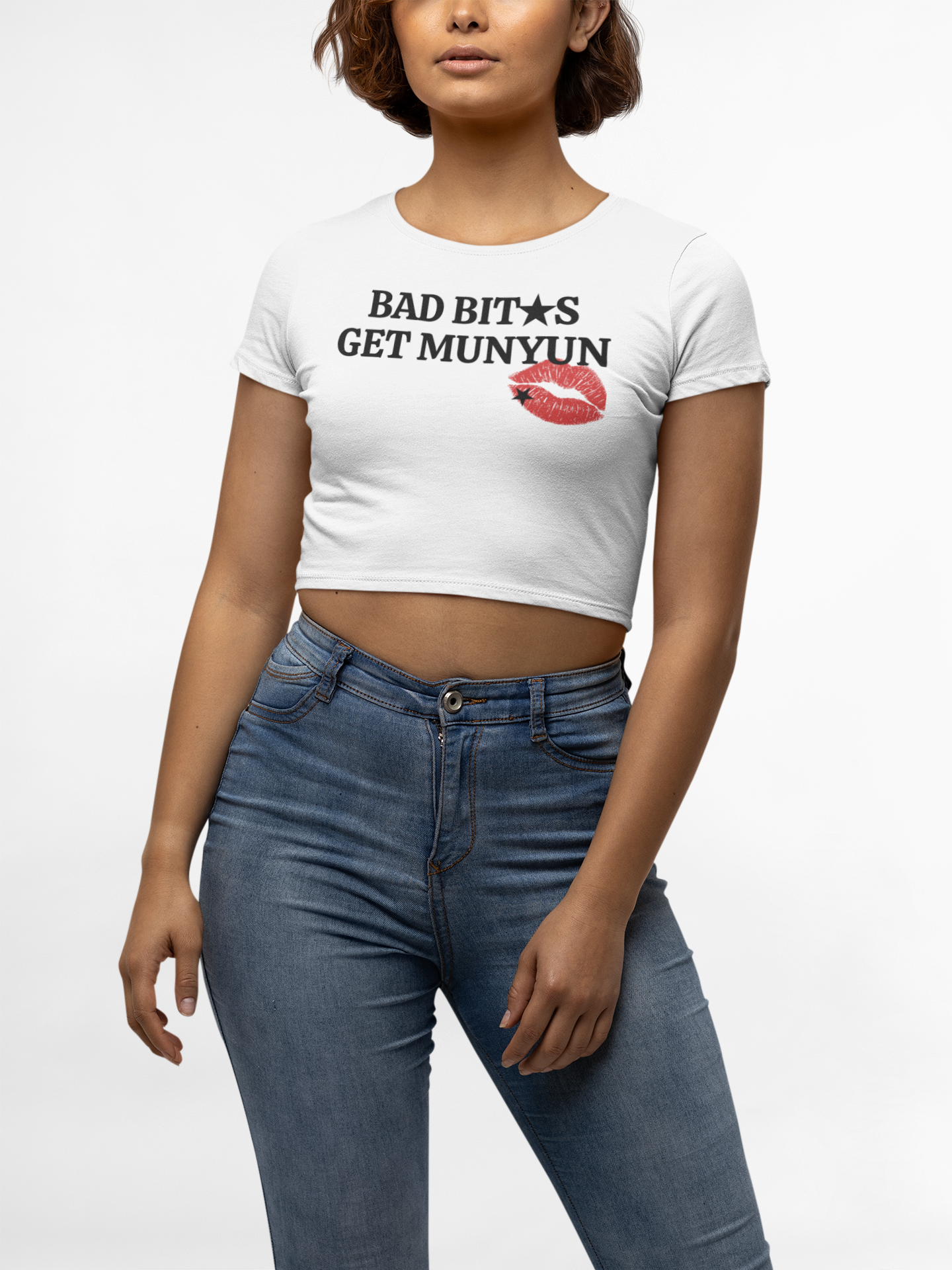 Bold Statement Crop Tee - 'BAD BITS GET MUNYUN', Trendy Women's Top, Casual Wear, Gift for Her, Summer Fashion